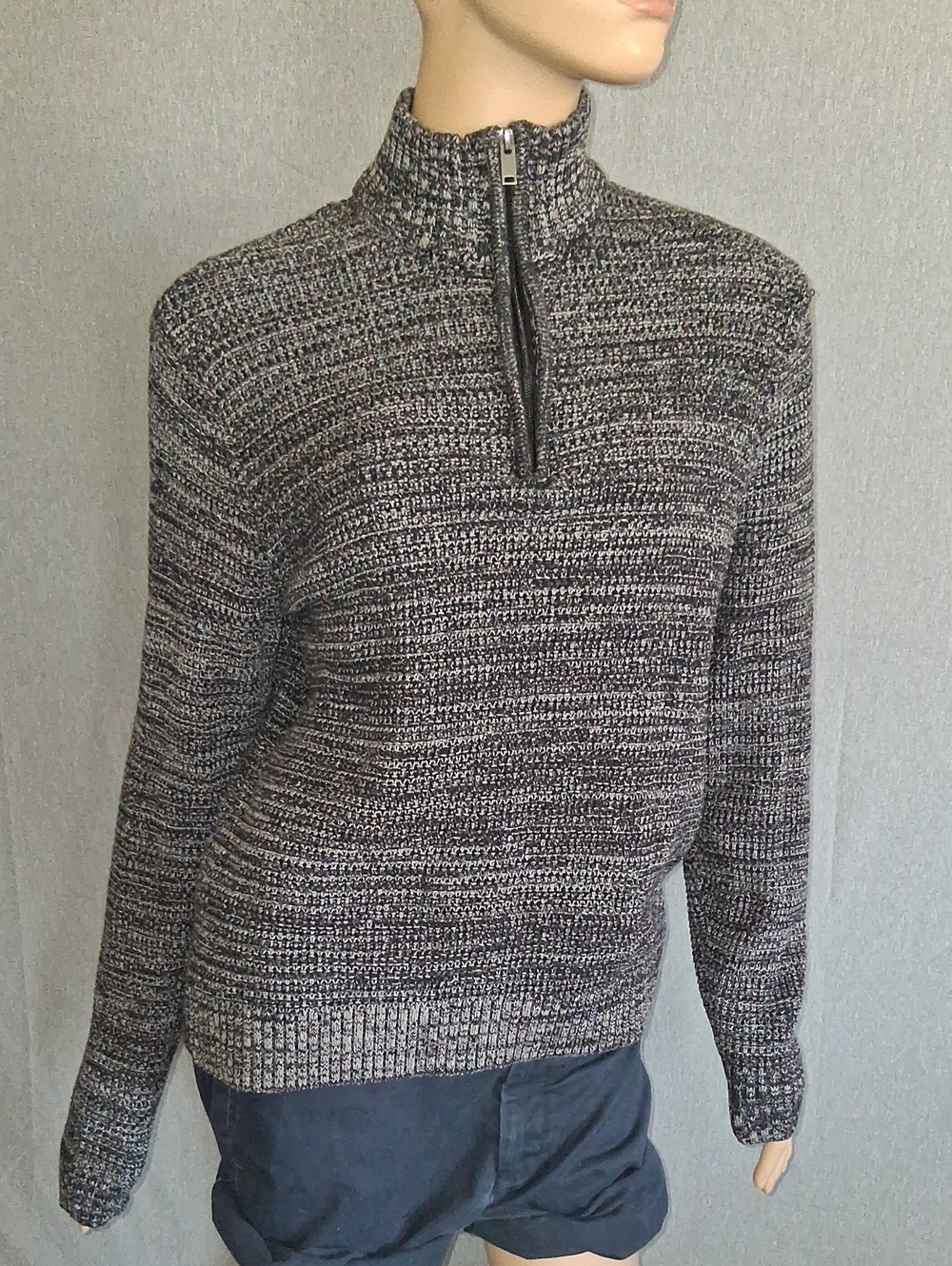 Outdoor Life Men's Black & Gray Marled Half-Zip Sweater